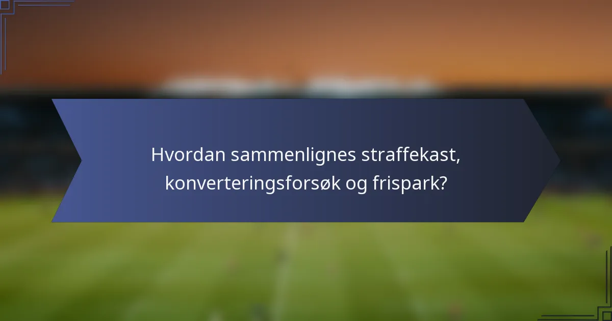 Hvordan sammenlignes straffekast, konverteringsforsøk og frispark?
